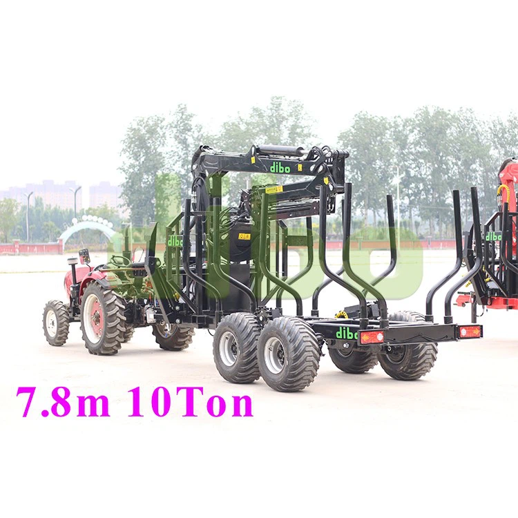 7.8 Meter Log Crane With 10 Ton Forestry Trailer